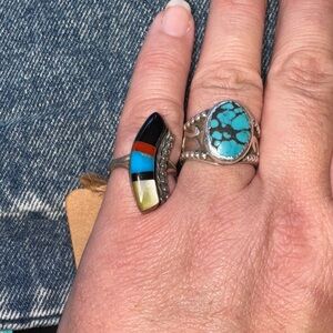 Silver and Turquoise Ring Set